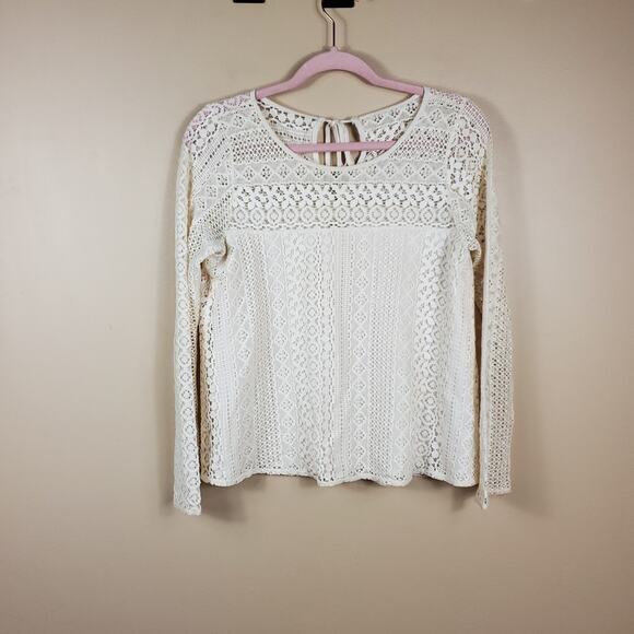 4/$25 Hollister Cream Lace Long Sleeve Blouse Size S - Picture 1 of 10